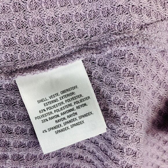 Maeve Pearson Waffle Knit Top Purple Pastel Thermal Long Sleeve V Neck Size XS - Picture 8 of 9